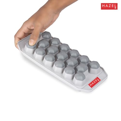 Image 6 of HAZEL Ice Cube Tray with Honeycomb Design & Silicone at Bottom for Easy Removal, Grey