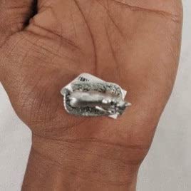 Image 3 of Dista Silvers Plain Cow and Calf Oxidized Idol Antique 18.57 g