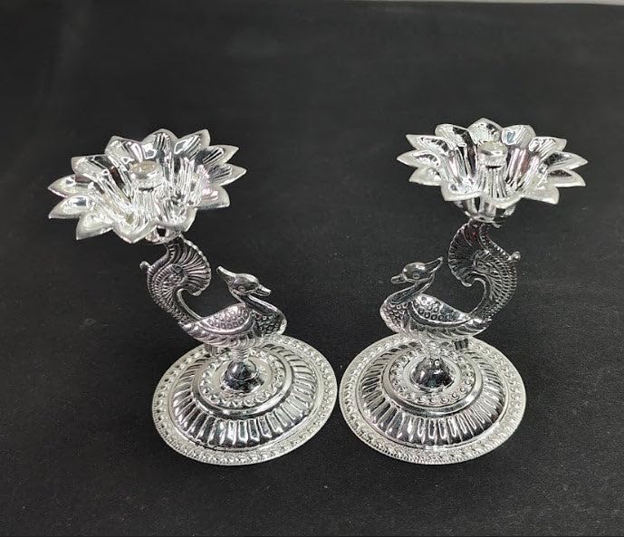 Image 1 of Default Title for the product Dista Silvers Silver Peacock Diya Pair 52gm