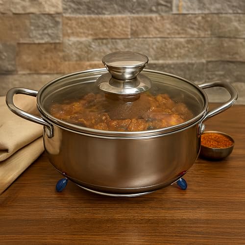 Image 3 of HAZEL Trivet Stainless Steel Hot Pot Stand with Silicone Grip 17.5 cm