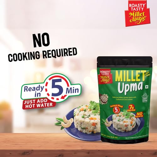 Image 7 of Roasty Tasty Instant Mix Millet Upma | Pack of 1 | 240g - 4 Single Serving Sachets of 60g each