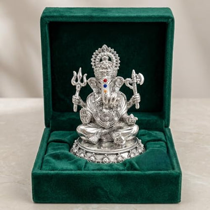 Image 1 of Default Title for the product Dev Aastha Silver Plated Ganesh Idol 3 Inch with Gift Box