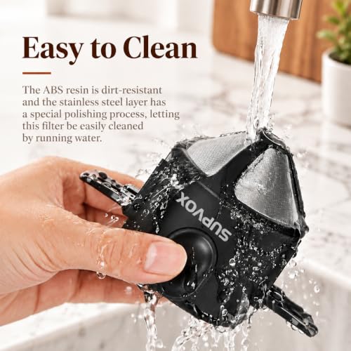 Image 6 of HASTHIP Filter Coffee Maker Food Grade Stainless Steel & Plastic Coffee Dripper Double Mesh Pour Over Coffee Filter 100% Paperless Maker Foldable to Fit Most Cup Keep Coffee Flavour