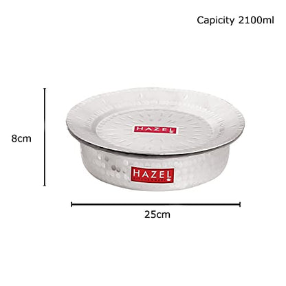 Image 5 of HAZEL Aluminium Langdi Patila Pot with Lid Hammered Finish Round Bottom Boiling Tope Vessels Bhagona Dekchi (1, 2100)