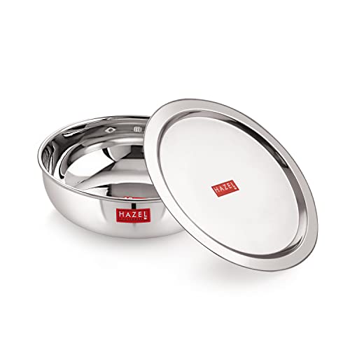 Image 3 of Stainless Steel (1 Ltr) / 1000 ml - With Lid for the product HAZEL Stainless Steel Tasra Kadhai Cookware