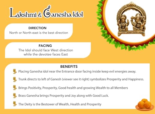Image 6 of Ekhasa 100% Pure Brass Laxmi Ganesh Murti 8 cm