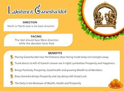 Image 6 of Ekhasa 100% Pure Brass Laxmi Ganesh Murti 8 cm