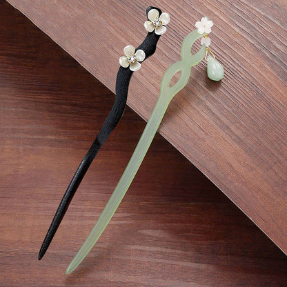 Image 5 of Majestique Wooden Resin Juda Pin Hair Sticks Buns Hair Accessories For Women - 2Pcs