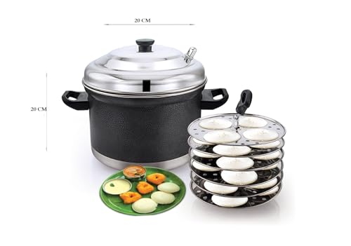 Image 3 of Klassi Kichen Stainless Steel Idli Cooker with 6 Plates | Heavy Duty Idli Maker with Bakelite Handle | Gas Stove & Induction Compatible | Steamer for Idli, Dhokla & Modak | Kitchen Cooking Accessories