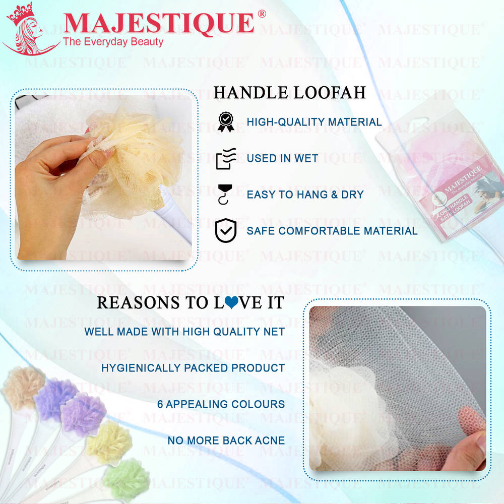 Image 4 of Majestique Long Handle Loofah (Colour May Vary)
