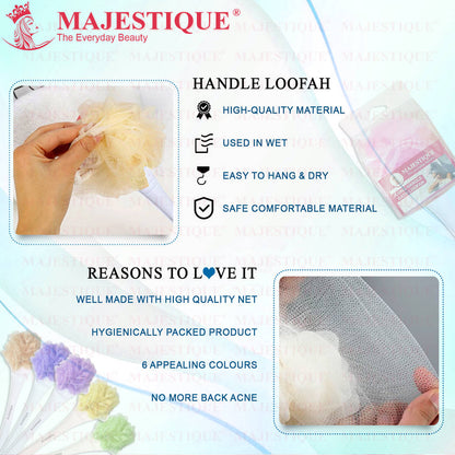 Image 4 of Majestique Long Handle Loofah (Colour May Vary)