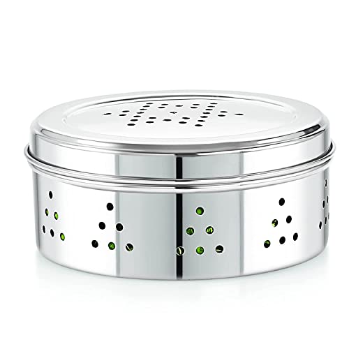 Image 2 of 1300 ml for the product neelam Stainless Steel Coriander Dabbas with Air Ventilation