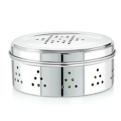 Image 2 of 1300 ml for the product neelam Stainless Steel Coriander Dabbas with Air Ventilation