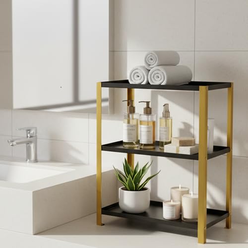 Image 6 of Spillbox 3 Tier Spice Rack for Kitchen Space Saving Countertop Storage Racks Cosmetics Organizer Kitchen Shelf Bathroom Organizer Stand Multipurpose Tiered Shelves