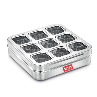 Image 1 of Default Title for the product AVIAS 9-in-1 Stainless Steel Masala/Spice Box