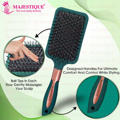 Image 4 of Majestique Paddle Green Velvet Air Cushion Hair Brush