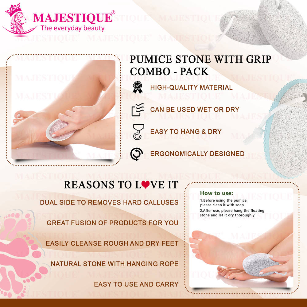 Image 4 of Majestique Pumice Stone With Grip - Combo Pack, Bathing & Foot Cleaning Stone