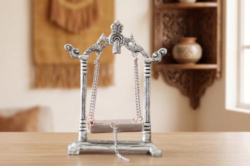 Image 5 of KridayKraft Aluminium Pipe Palna Silver/Laddu Gopal Jhula for Home Decor, Pooja & Janmashtami