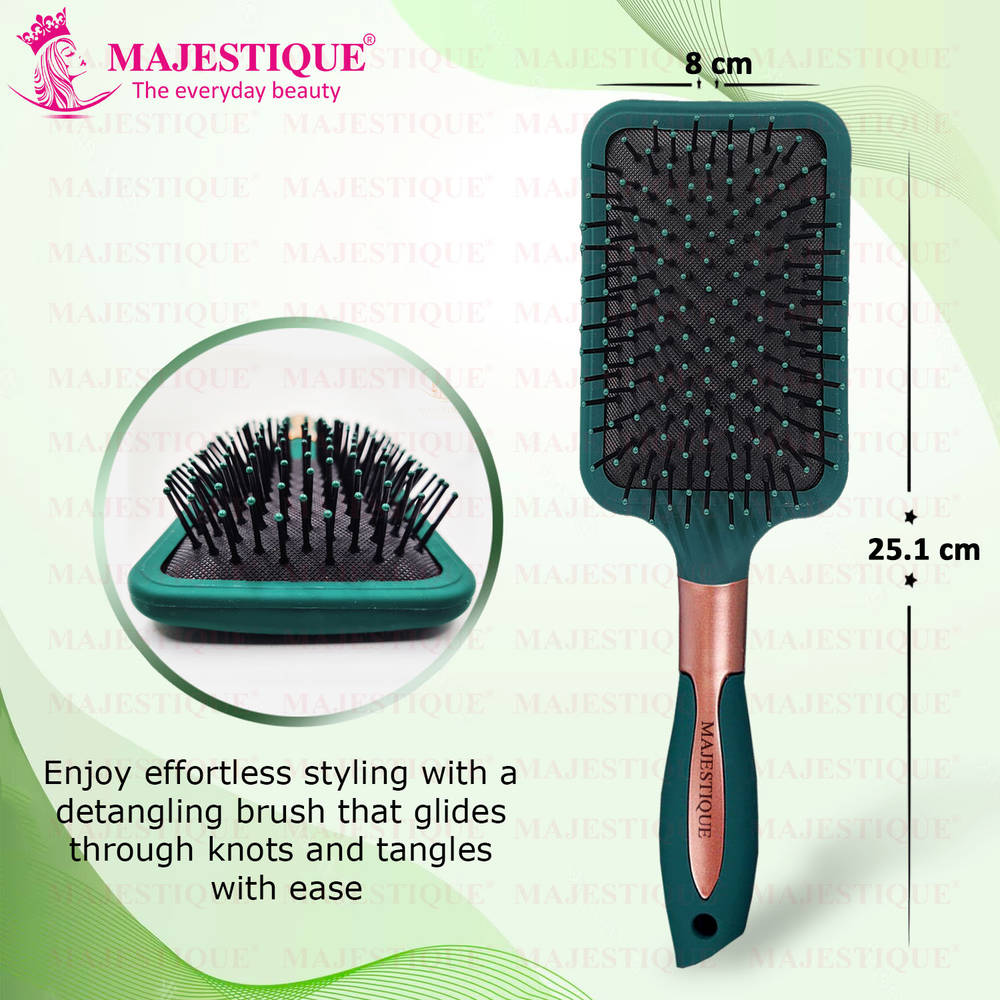 Image 2 of Majestique Paddle Green Velvet Air Cushion Hair Brush