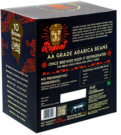 Image 3 of Evora Greens Cold Brew Coffee Bean Bag (50gm Each) Bold Blend