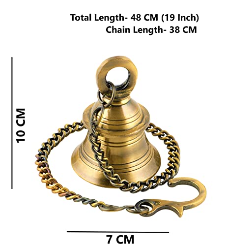 Image 4 of Uapan Brass Decorative Wall Hanging Bell With Chain & Hook