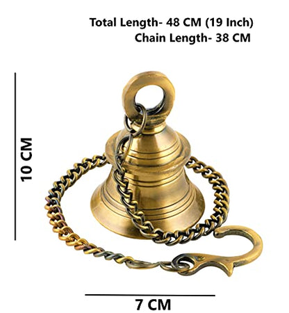 Image 4 of Uapan Brass Decorative Wall Hanging Bell With Chain & Hook