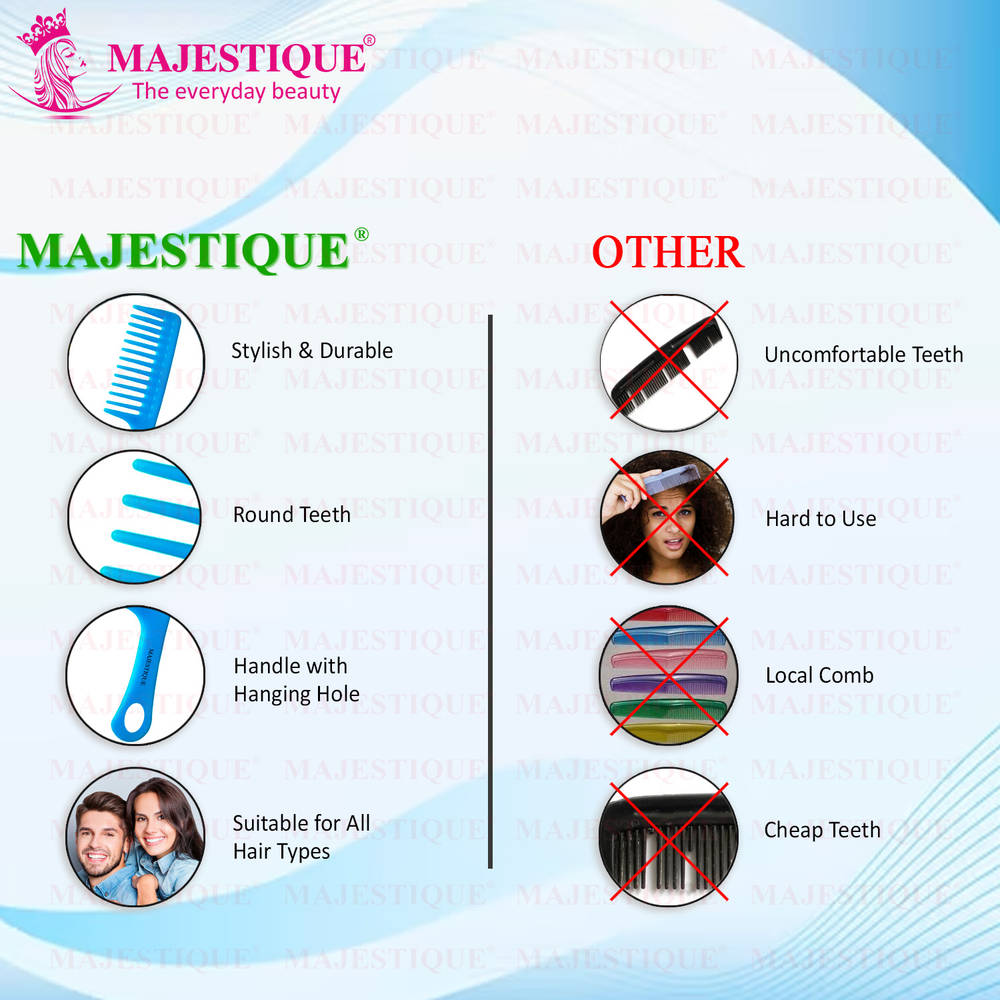 Image 5 of Majestique Handle Wide Tooth Comb for Curly Hair, Long Hair