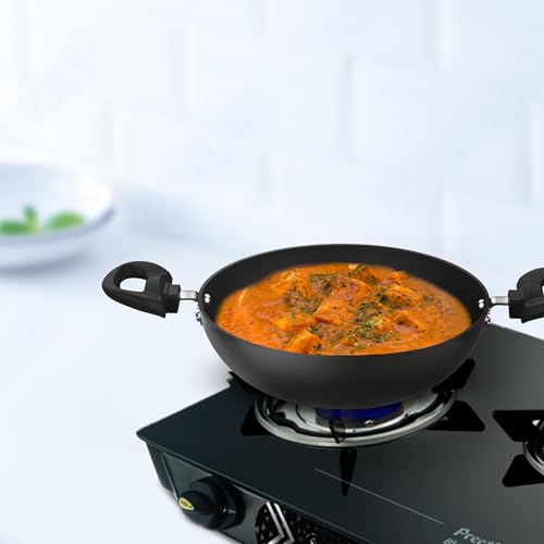Image 7 of Preethi Daily Collection Non Stick Kadai 24 cm, with Glass Lid, 5 Star Non Stick Effect, Grey