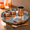 Image 1 of Default Title for the product Spillbox Stainless Steel Copper Hammered Dinner Thali Set of 6 Pieces