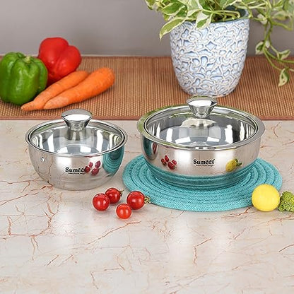 Image 6 of 0.55 l & 1 l for the product Sumeet Stainless Steel Casserole with Glass Lid