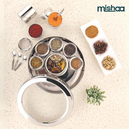 Image 3 of Mishaa Steel Multipurpose Storage Containers - 130ml Each Airtight Containers (12IN1 SPICE BOX)