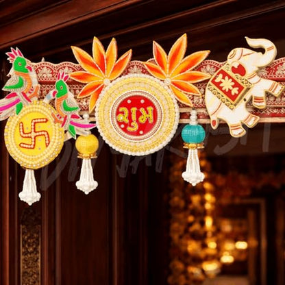 Image 3 of Divyakosh Handcrafted Designer Toran for Main Door | Premium Ganesh Shubh-Labh Elephant Door Hanging | Festive Diwali Pooja Home Deﾌ…or Bandhanwar - 40 Inch
