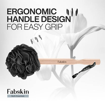 Image 3 of Fabskin Bath Brush Loofah For Men & Women With Wooden Handle Black