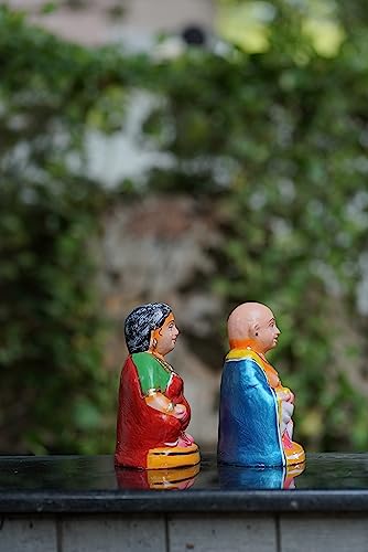 Image 3 of Breeze Handicrafts Paper Mache Golu Doll Couple Statue for Bommalu Koluvu Home Decor and Showpiece Idol Navratri Gift for Women (Chettiyar achi thatha)