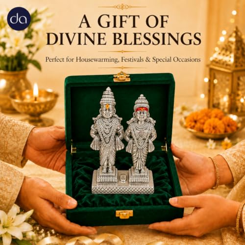 Image 3 of Dev Aastha 999 Silver Plated Vitthal Rukmini Idol - 5 Inch