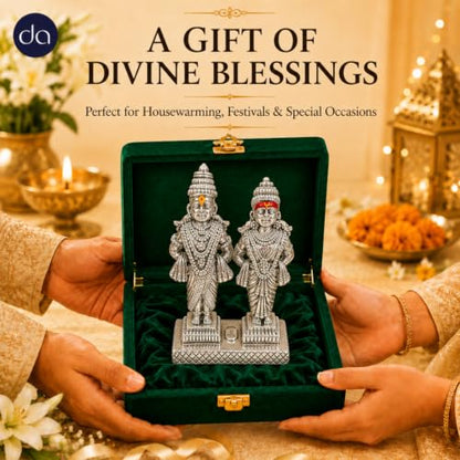 Image 3 of Dev Aastha 999 Silver Plated Vitthal Rukmini Idol - 5 Inch