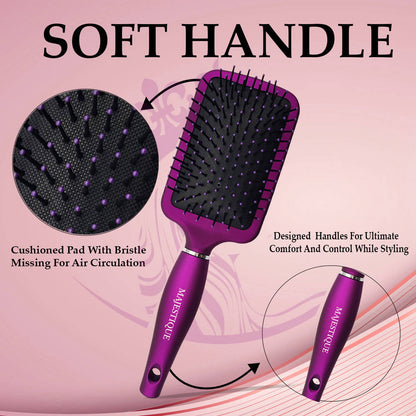 Image 5 of Majestique Purple Paddle Hair Brush - Refresh and Extend - Soft Nylon Bristles