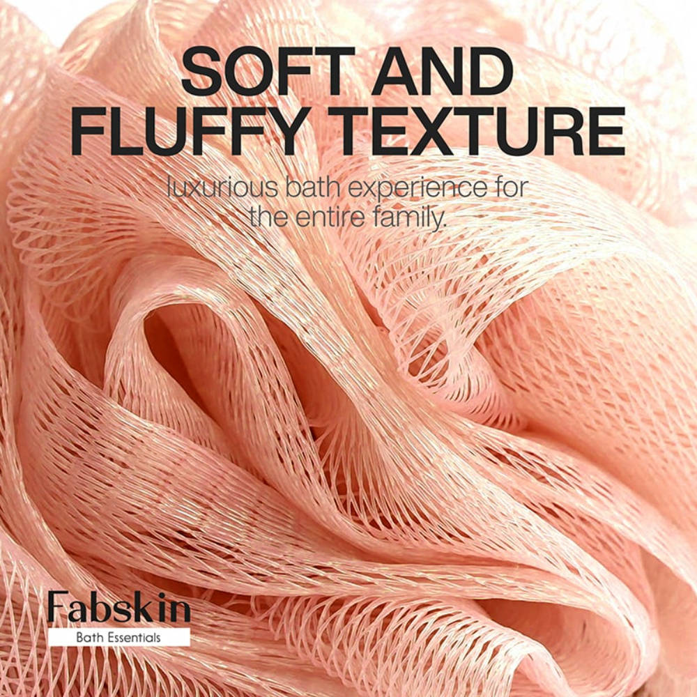 Image 5 of Fabskin Luxury Bathing Round Loofah Bath Sponge - Peach