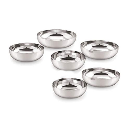 Image 1 of Default Title for the product neelam SJKH065P Stainless Steel 6.5 18G J.K.Halwa Plate, 12.5 cm, Silver, Set of 6