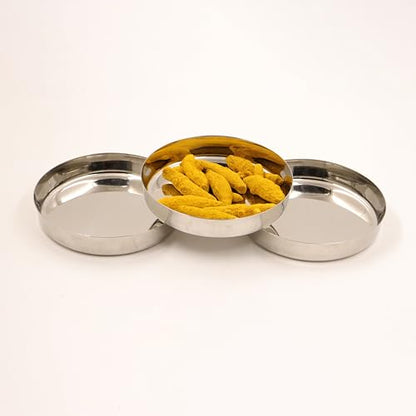 Image 3 of Pack of 3 for the product Spillbox Stainless Steel Halwa Plates