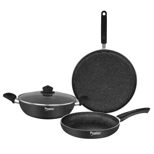 Image 1 of Default Title for the product Prestige Omega Deluxe Granite Aluminium 3 Pcs Cookware Set