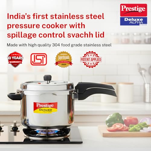 Image 3 of Prestige 6.5 Litre Stainless Steel Deluxe Alpha Svachh Outer Lid Pressure Cooker