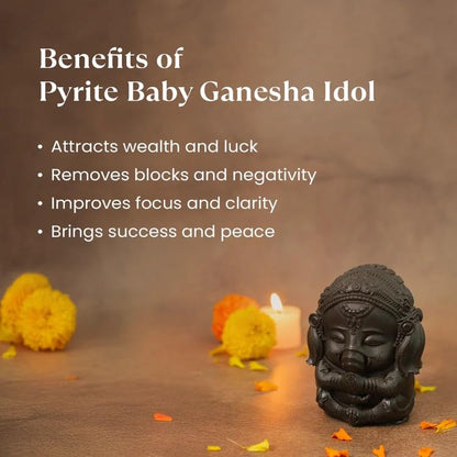 Image 2 of Astrotalk Pyrite Baby Ganesha Murti | Ganpati Idol for Good Luck, Wealth & Protection | Ganesha Idol for Car Dashboard & Home Decor | Pyrite Ganesh Idols for Positivity & Success
