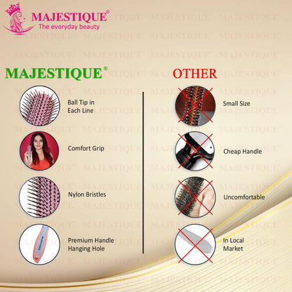 Image 5 of Majestique Flat Hair Brush - All-Purpose Brush for Short Thick Tangles Hair