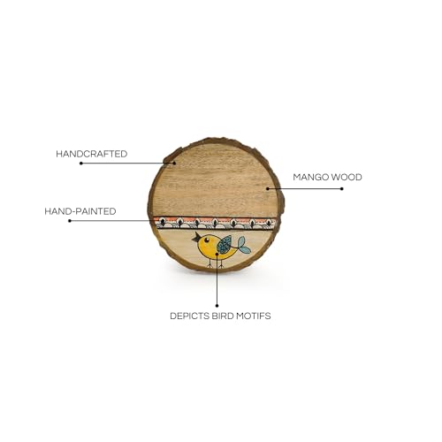 Image 5 of ExclusiveLane Yellow Sparrows Handpainted Decorative Wooden Coasters Set of 4