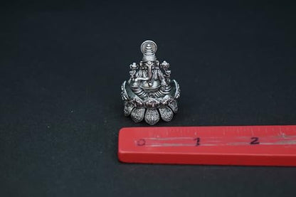 Image 3 of Dista Silvers Antique Lotus Ganesh Right Trunk Sitting 28.15G