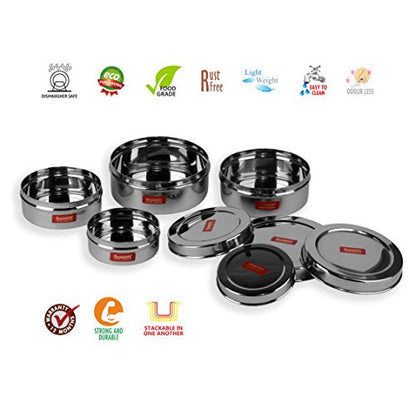 Image 4 of Sumeet Stainless Steel Flat Canisters Set of 4Pcs