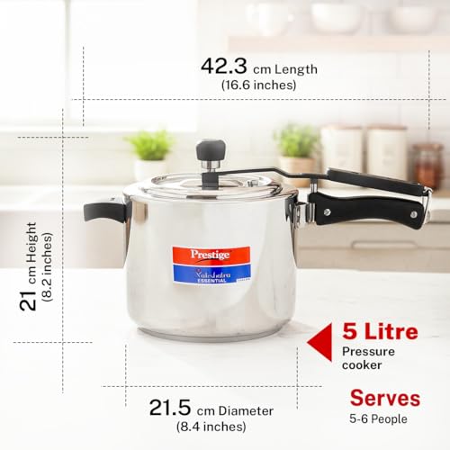 Image 3 of Prestige Stainless Steel Nakshatra Essential Svachh Pressure Cooker 5L