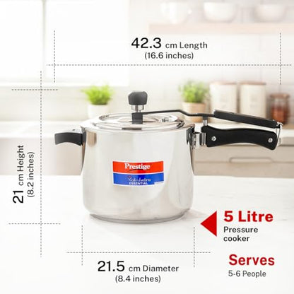 Image 3 of Prestige Stainless Steel Nakshatra Essential Svachh Pressure Cooker 5L