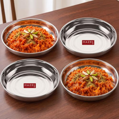 Image 5 of HAZEL Stainless Steel Plates Set for Serving Dessert, 300 ML, Set of 4